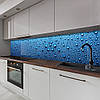 Кухонна панель жорстка ПЕТ, Самофіксуюча 62 х 305 см (товщина 1,2 мм) великі краплі дощу на синьому фоні, фото 7