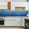 Кухонна панель жорстка ПЕТ, Самофіксуюча 62 х 305 см (товщина 1,2 мм) великі краплі дощу на синьому фоні, фото 8