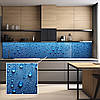 Кухонна панель жорстка ПЕТ, Самофіксуюча 62 х 305 см (товщина 1,2 мм) великі краплі дощу на синьому фоні, фото 9