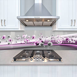 Кухонна панель жорстка ПЕТ, Самофіксуюча 62 х 205 см (товщина 1,2 мм) 3Д кулі з хвилями полотна в повітрі