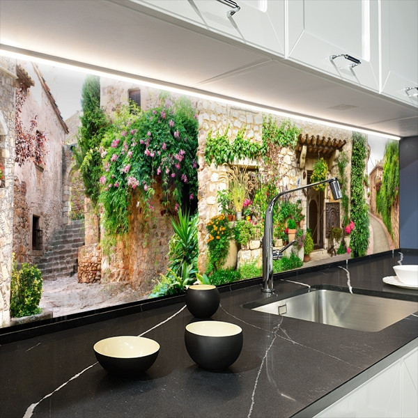 Кухонна панель жорстка ПЕТ, Самофіксуюча 68 х 305 см (товщина 2,0 мм) італійські вулочки, фото 1