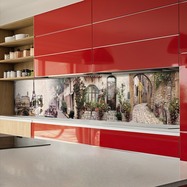 Кухонна панель жорстка ПЕТ, Самофіксуюча 68 х 305 см (товщина 2,0 мм) вулиці Парижу, фото 1