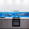 Кухонна панель жорстка ПЕТ, Самофіксуюча 62 х 305 см (товщина 1,2 мм) зграя дельфінів, фото 7