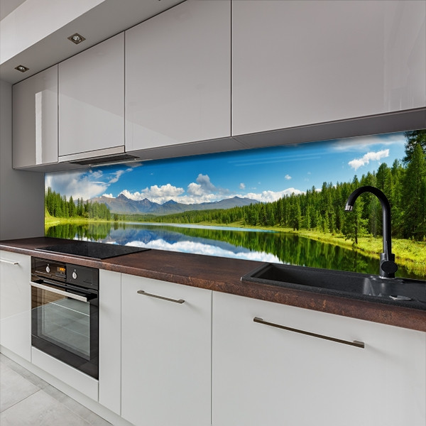 Кухонна панель жорстка ПЕТ, Самофіксуюча 62 х 305 см (товщина 1,2 мм) гірське озеро, фото 1