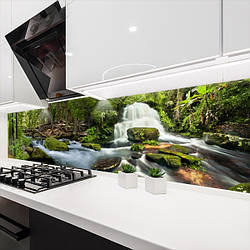Кухонна панель жорстка ПЕТ, Самофіксуюча 62 х 205 см (товщина 1,2 мм) водоспад посеред лісу