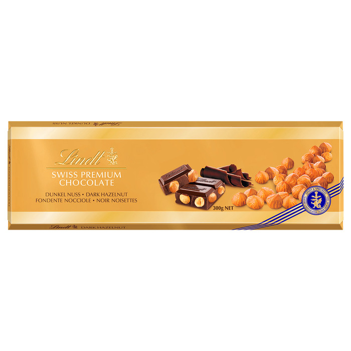 Lindt Swiss Premium Chocolate Dunkel Nuss Чорний шоколад з фундуком 300g, фото 1