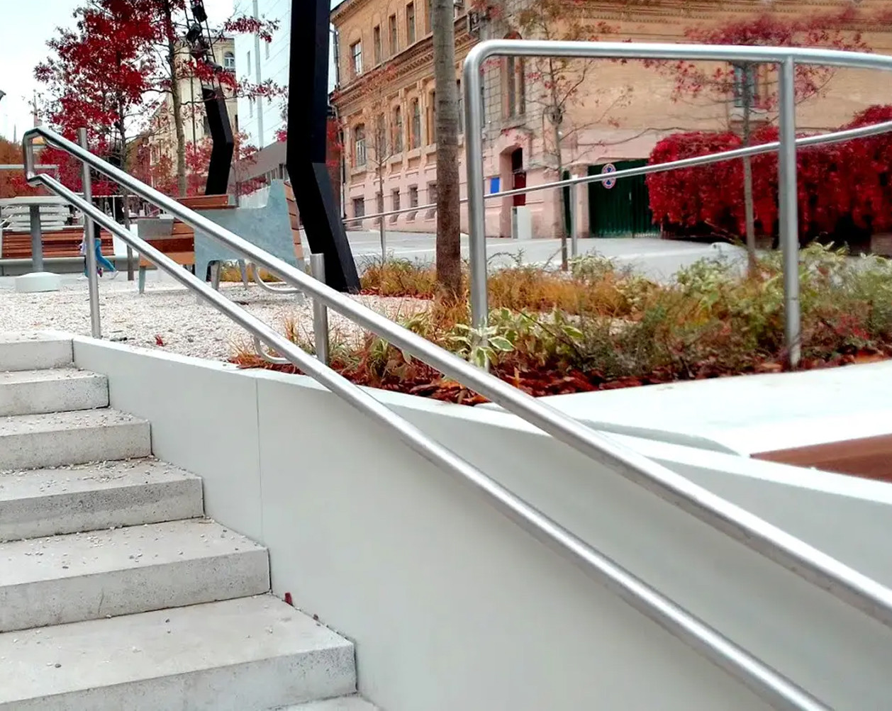 Поручні без ригелів міжсходові, нержавіюча сталь