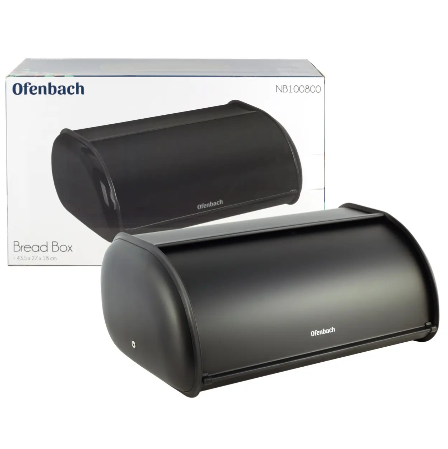 Хлібниця з нержавіючої сталі Ofenbach KM-100800 чорна 30х19,5х15,5 см., фото 1