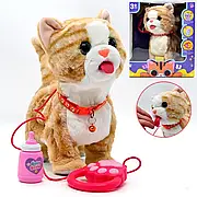 Кіт м'який на повідку ,який ходить, облизує, співає, повторює