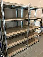 Стелажі металеві 2 штуки 180х120х40 см МДФ/ДСП 175 кг на одну полицю оцинковані 5 полиці (х2) комплект, фото 3