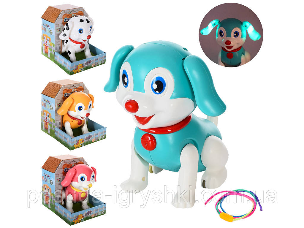 Музична іграшка 5476-8 песик розміром 16см, музика, звук, ходить, ворушить вухами, 4 види, на батарейках, в коробці, 15-18,5-18см, фото 1