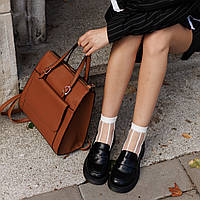 Демісезонні жіночі туфлі лофери з екошкіри в чорному кольорі