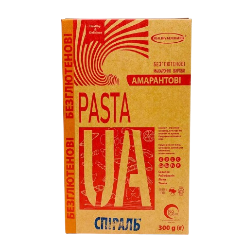 Макарони без глютену Pasta UA рисово-амарантові (спіральки) Healthy Generation 300 г