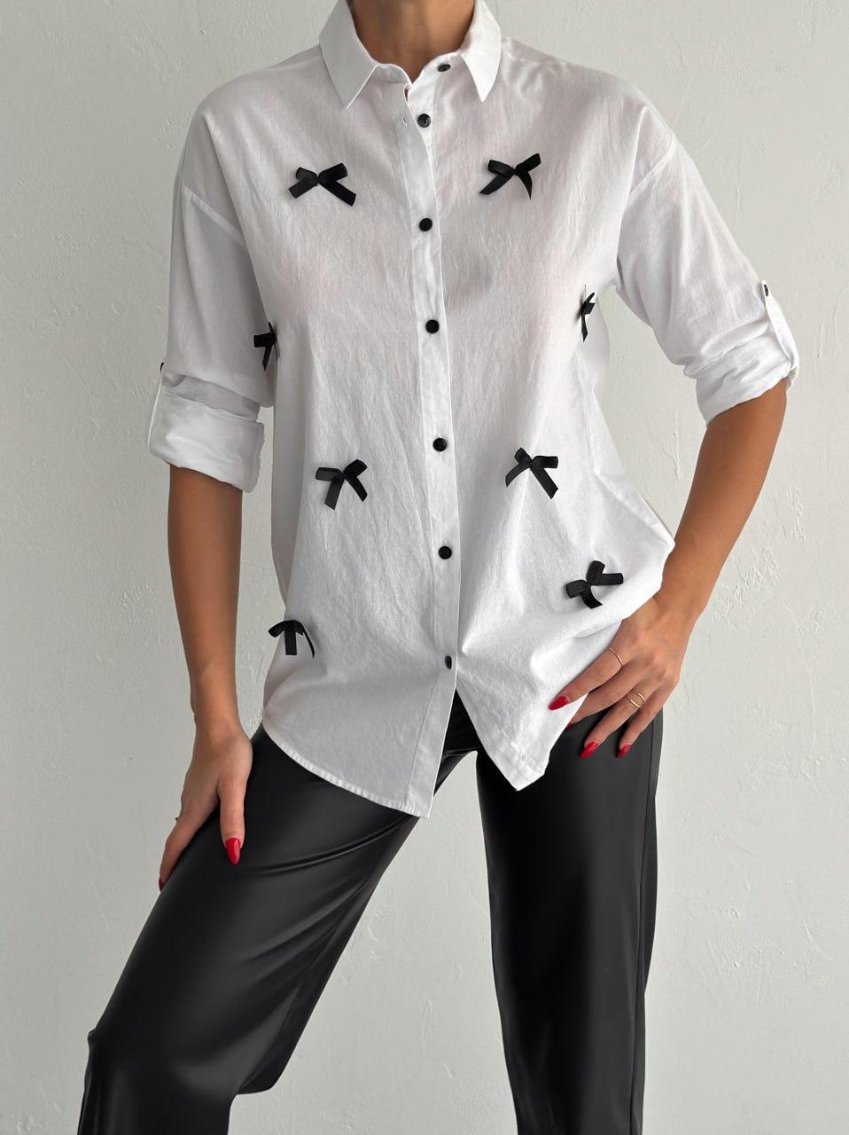 Сорочка жіноча прикрашена бантиками 44,46,48,50, фото 1