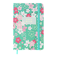 Книжка записна BLOSSOM, на гумці, А6, 80 арк., клітинка., офсет крем., тв.лам.обл., блакитна