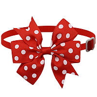 Бантик на шию для собак та котів one size червоно-білий