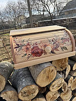 Хлібниця деревʼяна (коричневі квіти)