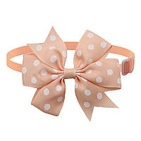 Бантик на шию для собак та котів one size персиково-білий