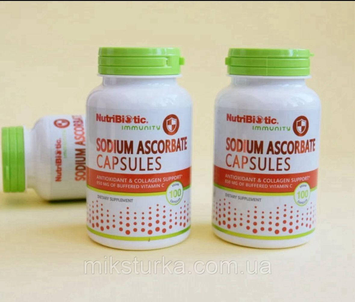 Вітамін С, Sodium Ascorbate, Nutribiotic, 100 капсул, США