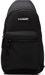 Сумка слінг чоловіча чорна через плече тканинна бананка крос боді crossbody один відділ і кишені Lanpad 3073