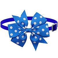 Бантик на шию для собак та котів one size сапфір-білий