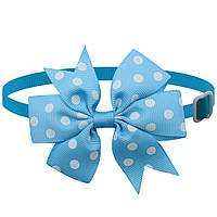 Бантик на шию для собак та котів one size блакитно-білий