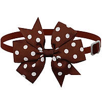 Бантик на шию для собак та котів one size коричнево-білий