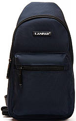 Сумка слінг чоловіча синя через плече тканинна бананка крос боді crossbody один відділ і кишені Lanpad 3073