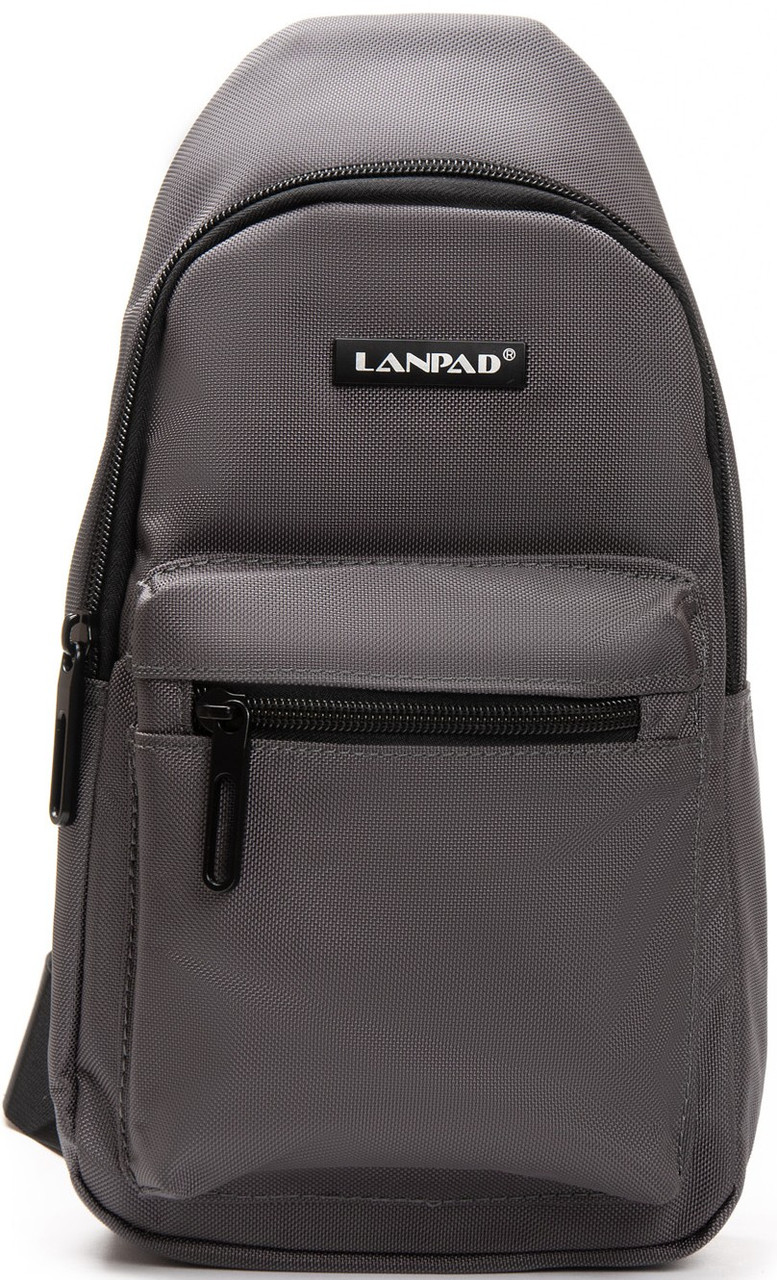 Сумка слінг чоловіча сіра через плече тканинна бананка крос боді crossbody один відділ і кишені Lanpad 3073
