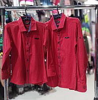 Детская красная нарядная школьная рубашка трансформер модные яркие рубашки для мальчиков в школу садик 3-8л