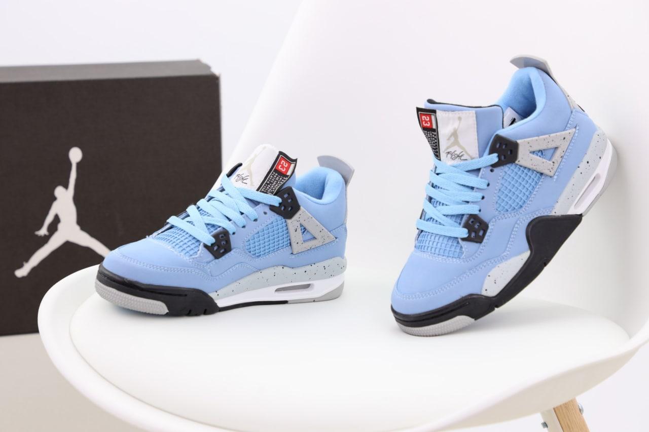 Кросівки Nike Air Jordan 4 Retro Blue Блакитні Взуття Найк Аір Джордан Ретро IV високі шкіра весна осінь унісекс