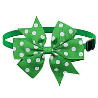 Бантик на шию для собак та котів one size зелено-білий