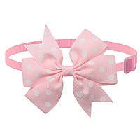 Бантик на шию для собак та котів в горох one size рожево-білий