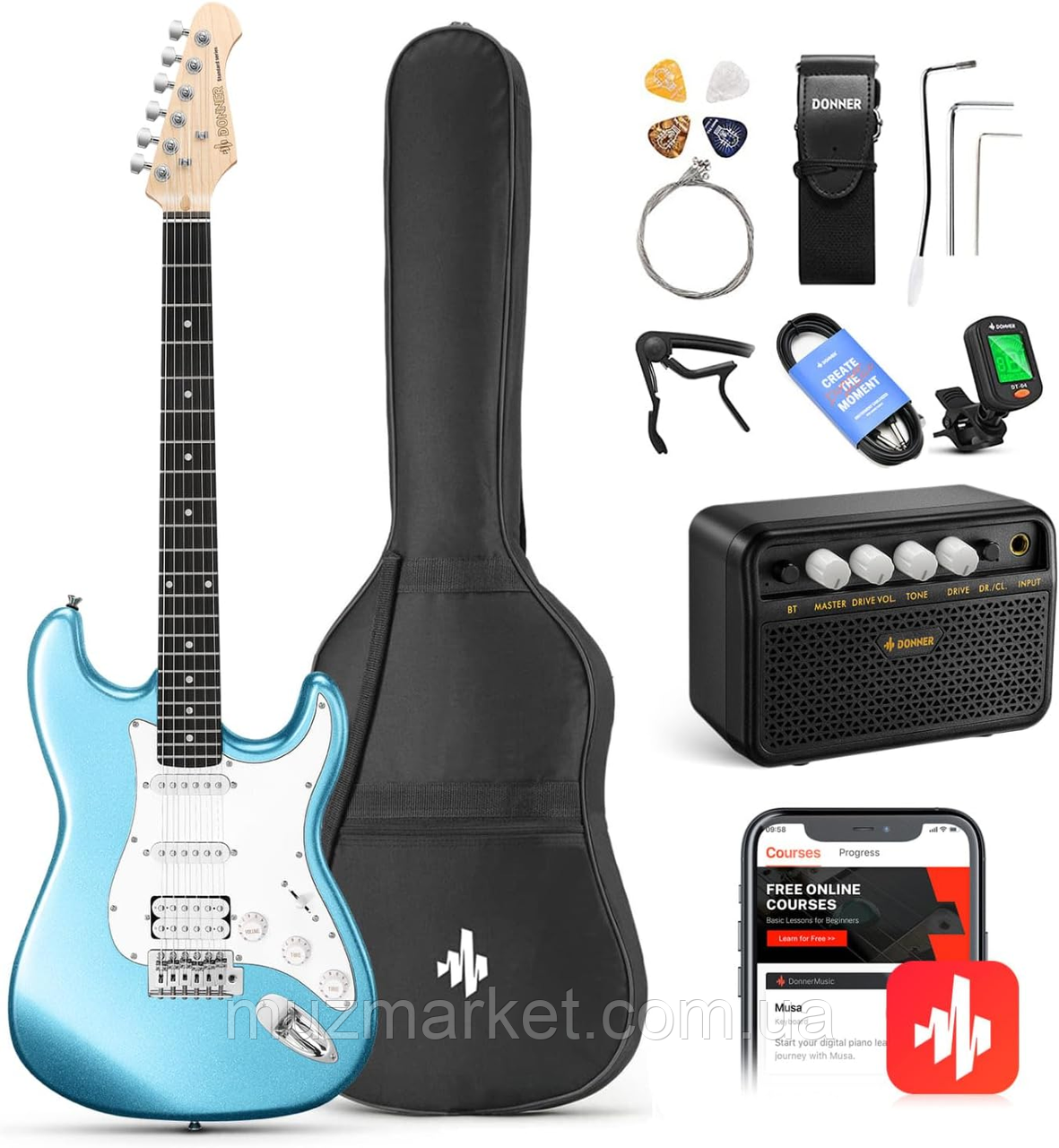 Електрогітара DONNER DST-100 Lake Blue - (Комплект)