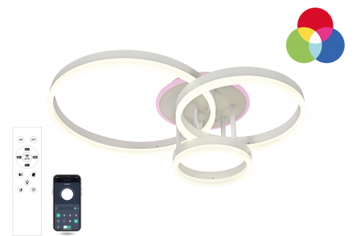 Керована світлодіодна люстра Luminaria з пультом і застосунком GENNY ROUND RGB 80 W 4R 605x420 WHITE