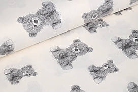 Ранфорс 240 см Ведмедики сірі на молочному