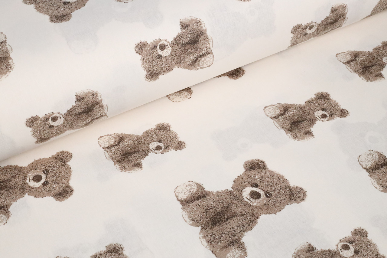 Ранфорс 240 см Ведмедики коричневі на молочному