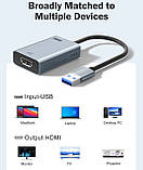 Адаптер USB-HDMI Lemorele LC06 1080P (USB 3.0 Male to HDMI Female), зовнішня відеокарта для підключення додаткового монітора, фото 3