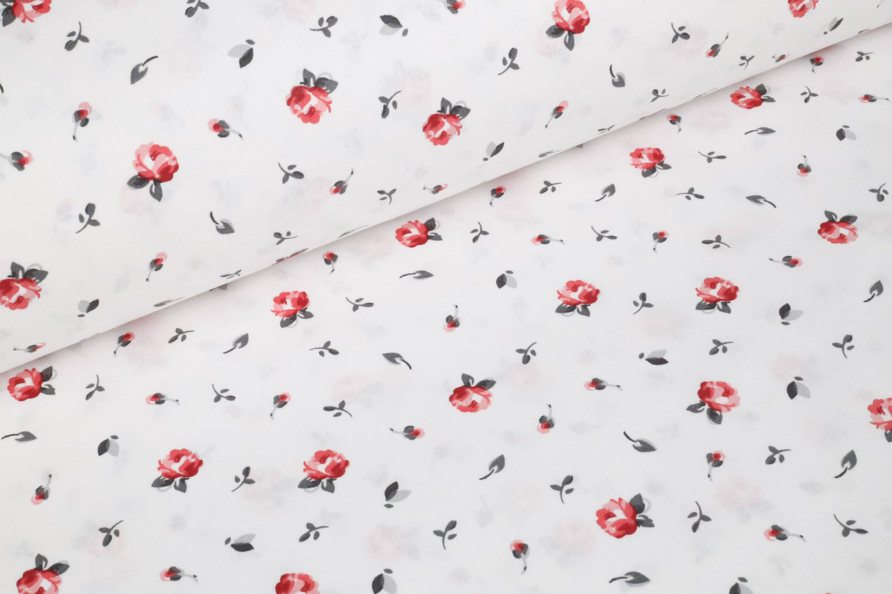 Ранфорс 240 см Дрібні трояндочки на білому