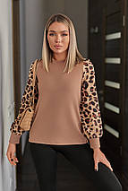 Стильна жіноча кофтинка з леопардовими рукавами "Alberta" | Норма і батал, фото 5