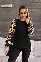 Стильна жіноча кофтинка з леопардовими рукавами "Alberta" | Норма і батал, фото 4