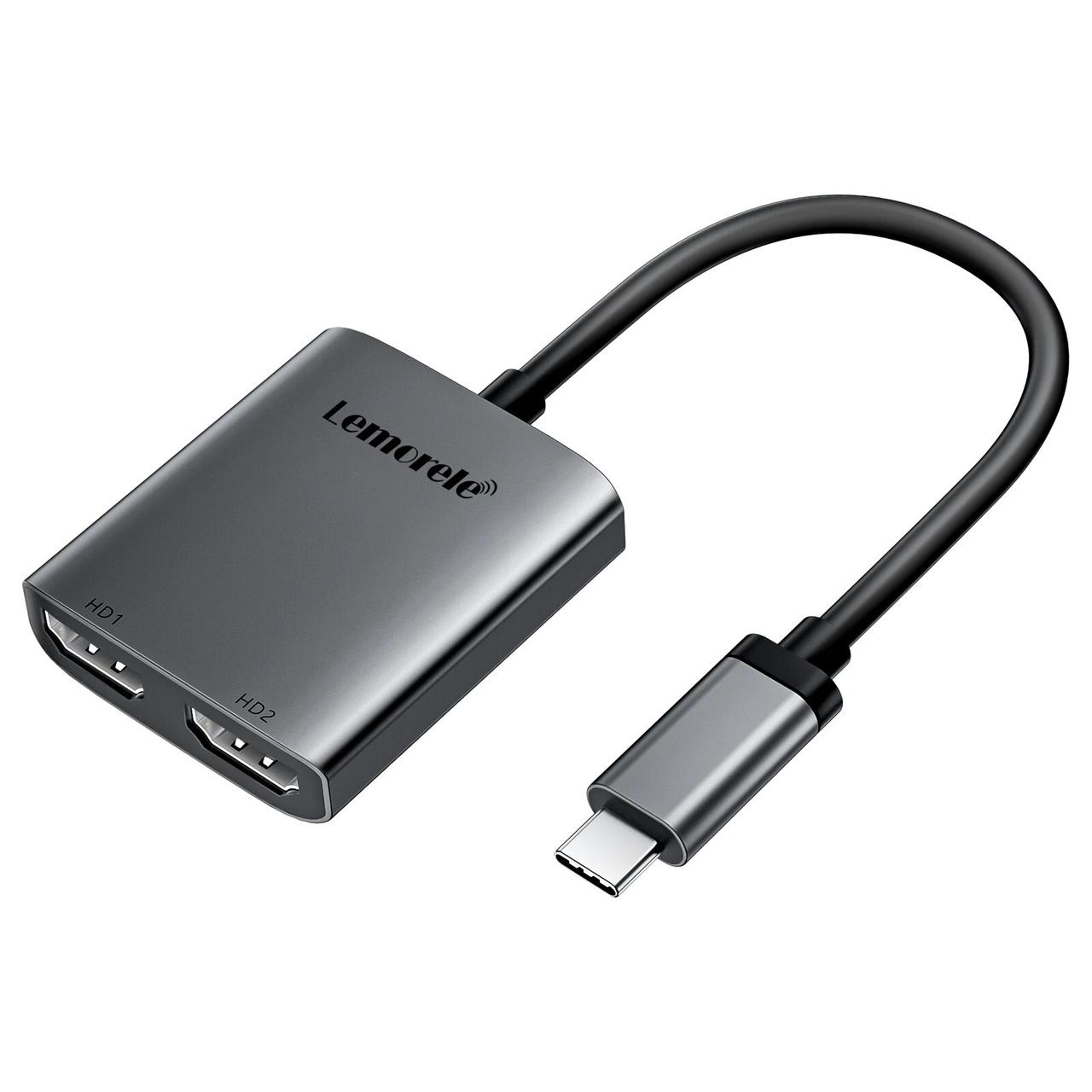 Адаптер Lemorele TC21 2-портовий USB-C на 2xHDMI 4K 60 Гц, фото 1