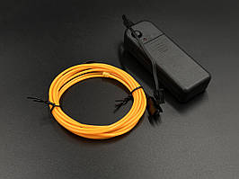 Світлодіодне підсвічування салону авто 2м (3 режима) + блок на батарейках 2шт АА. Колір жовтий неон.