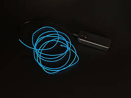 Світлодіодне підсвічування салону авто 2м (3 режима) + блок на батарейках 2шт АА. Колір синій неон.