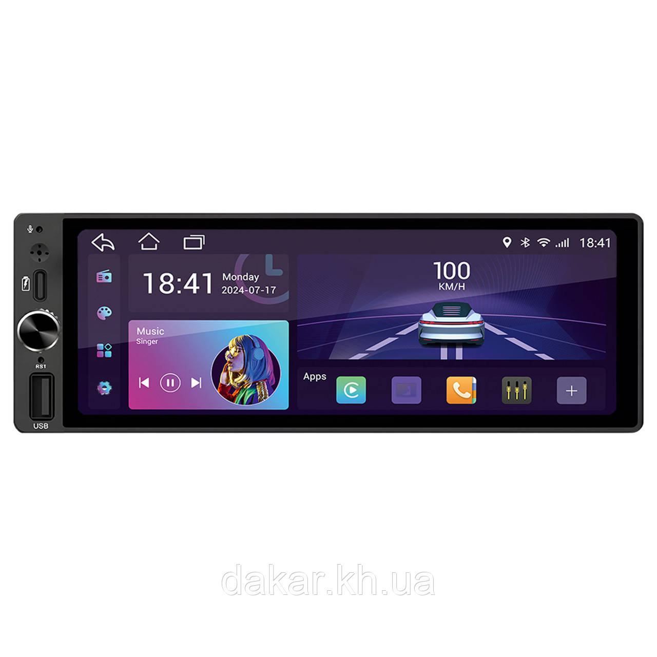 Магнітола 1DIN DriveX AND-7400 6,86" Android 10, 2/32 ГБ, 4 ядра, Bluetooth, GPS, CarPlay, Android Auto