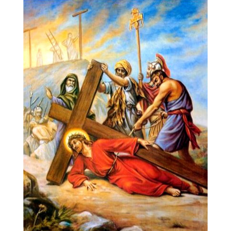 Алмазна вишивка (набір) "Ісус падає втретє" (DM-452), фото 1