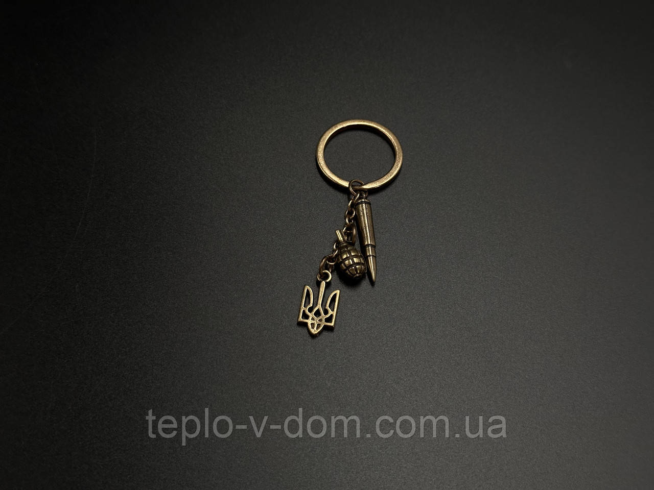 Брилок "Тризуб, граната, лялька". Лита металева. Колір "стара латунь".