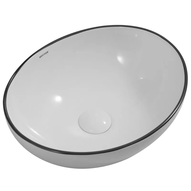 Раковина накладная MIXXUS PREMIUM ELLIPSE-0108 EDGE BLACK 400х330х145mm (MP6527), фото 1