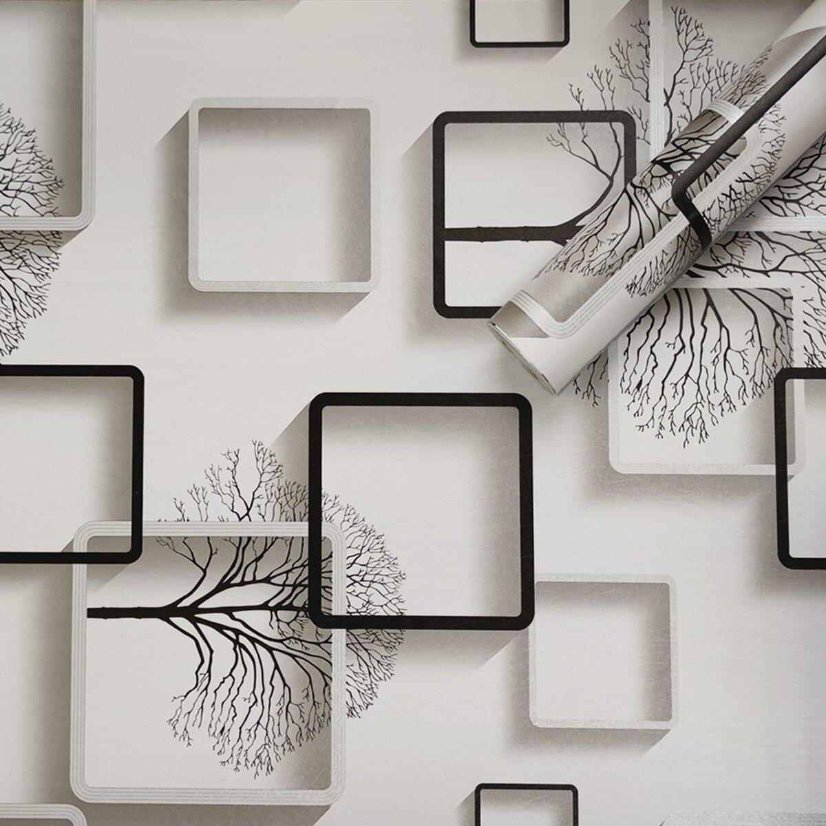 Самоклеюча плівка 0,45х10м х 0,07мм Дерево з квадратами SW-00001263, фото 1