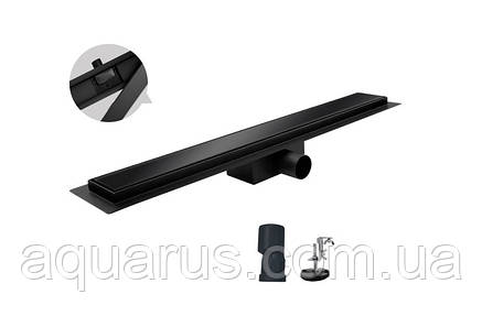 Душовий трап з нержавіючої сталі SUS304 зі скляною панеллю Koer FD08-70x800-Glass Black (KR5142), фото 2